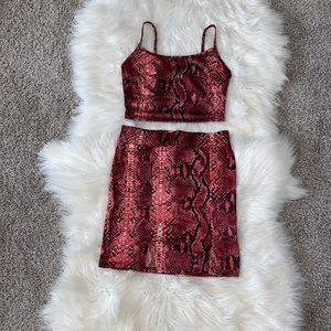 Burgundy red snake print